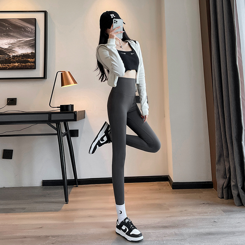 New sanding shark pants ladies spring plus size brown barbie pants cropped yoga pants fleece-lined leggings wholesale