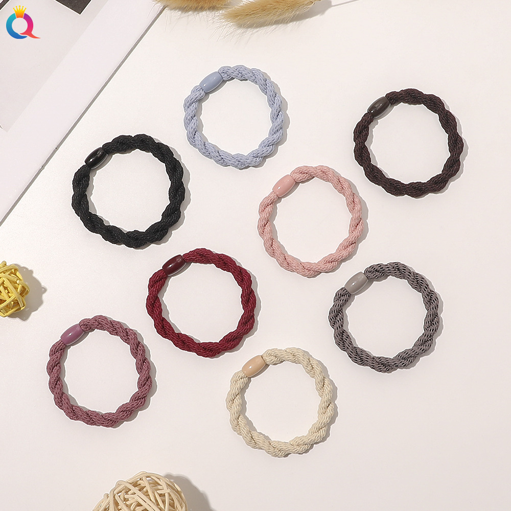 Qiyue Korean Twist Braided Hair Rope Hair Rope Simple Hair Accessories High Elastic Foundation Thick Rubber Band Hair Ring