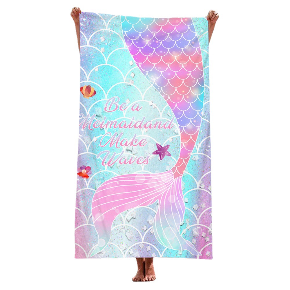 Color Fishtail Microfiber Loop Cloth Beach Towel Bath Towel Seaside Sitting Blanket Shawl Sweat Towel Spreading Blanket Sitting Blanket