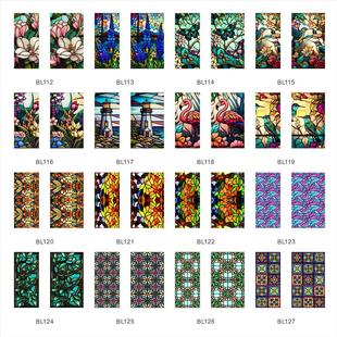 BL112-139 color vintage flower and bird PVC static glass sticker non-adhesive window film removable glass window flower