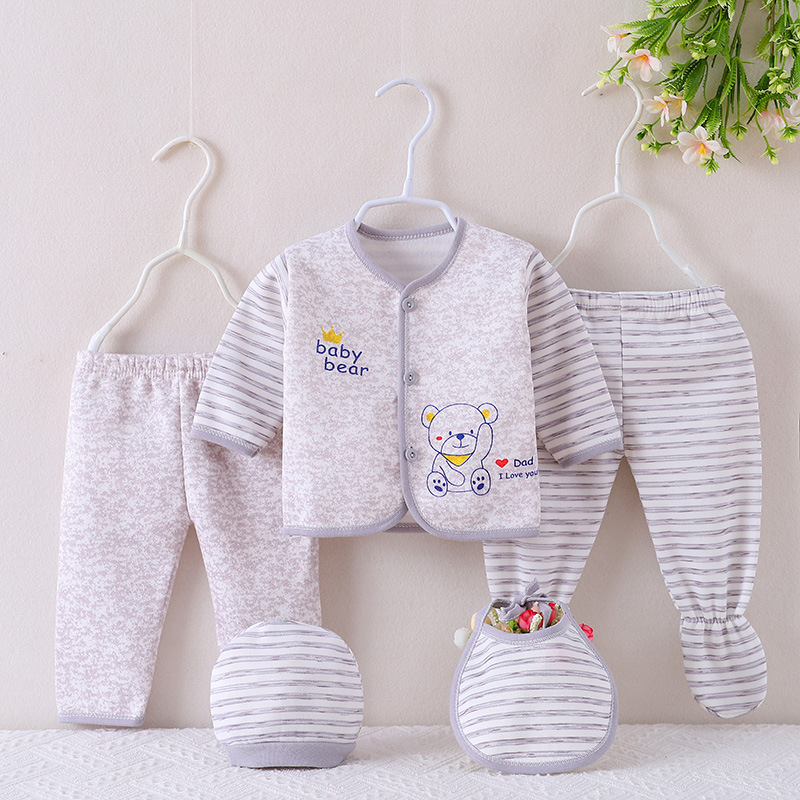 Foreign trade volume Anyang supply autumn and winter baby plus velvet thermal underwear set newborn baby milk silk five-piece set