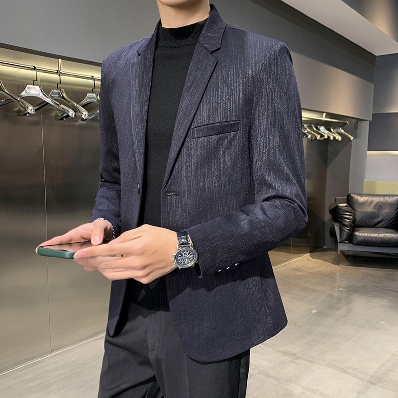 2023 spring and autumn small suit men's jacket business formal wear Pu Shuai advanced design sense ins version casual suit