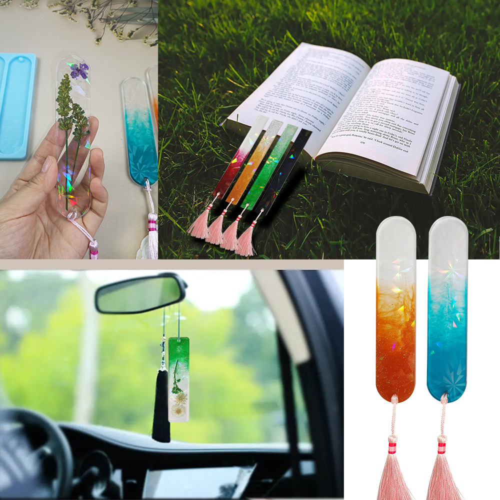 DIY holographic bookmark pendant silicone mold rectangular bookmark silicone mold Oval bookmark silicone