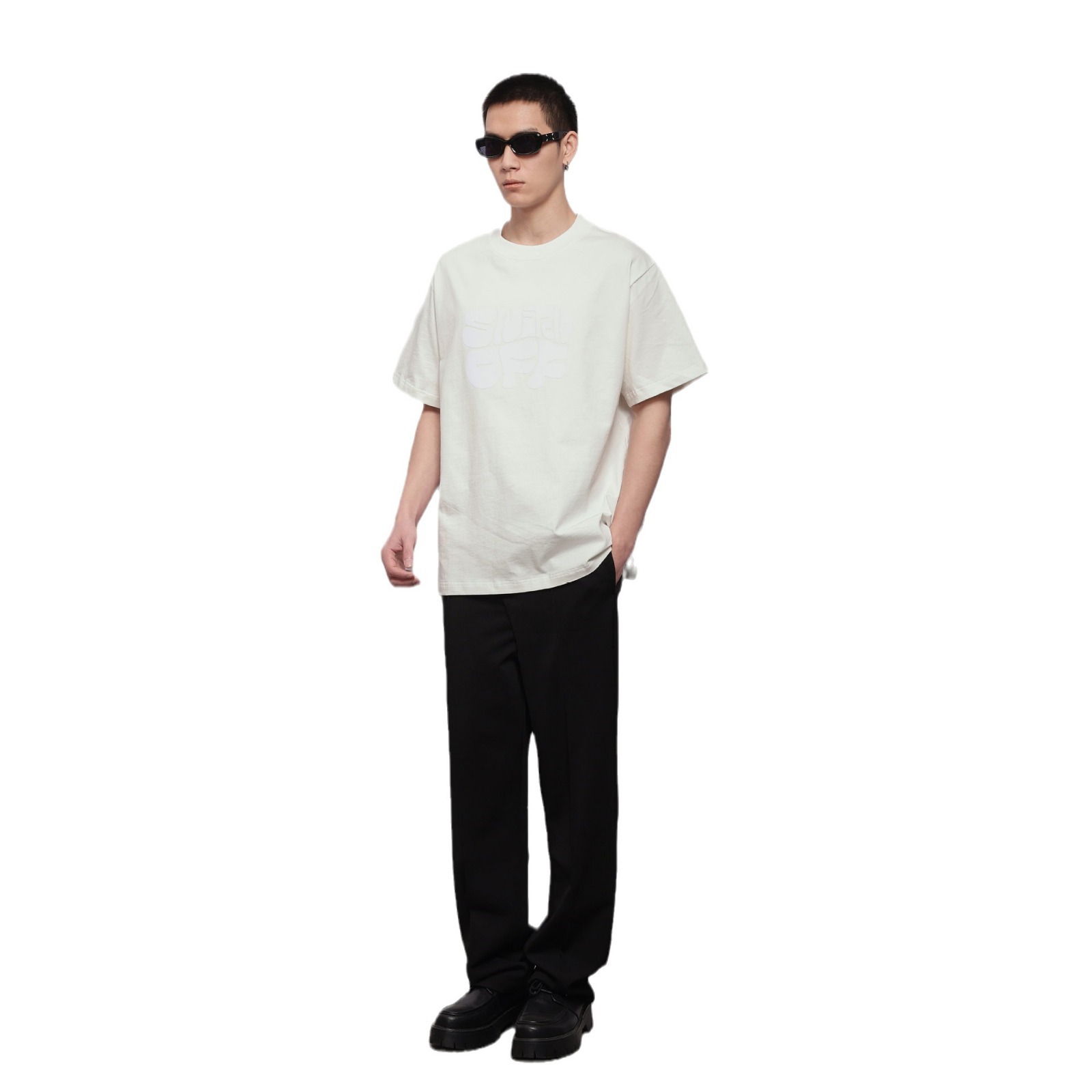 TPY2 024 280g American heavy retro letter printed T-shirt men's summer couple loose short sleeve top