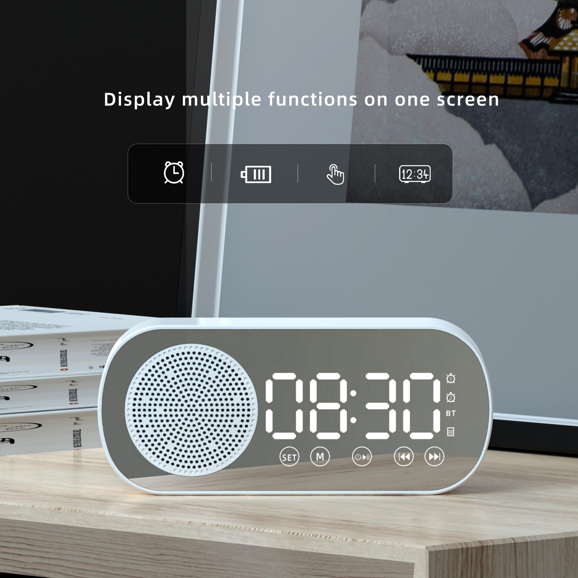 Source factory new smart bluetooth speaker bluetooth audio gift alarm clock mirror clock small speaker Z7