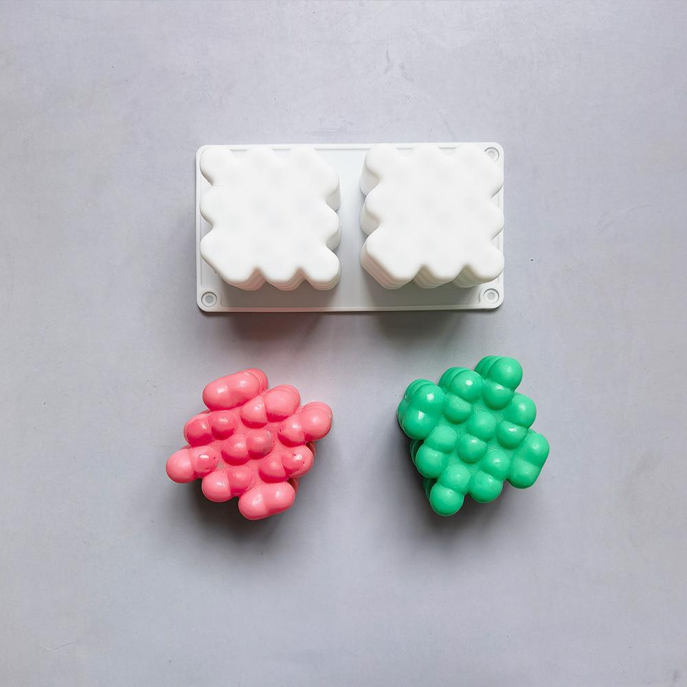 2連愛心魔方552巧克力硅膠模具蛋糕布丁甜點模具肥皂烘焙用具
