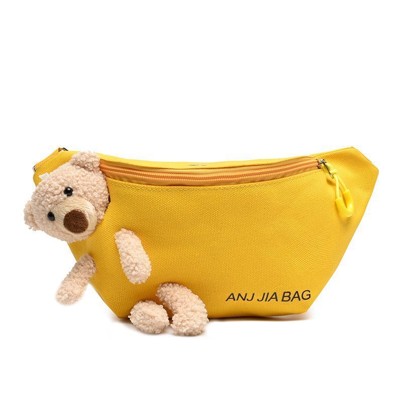 New Fashionable 2023 Japanese Student ins Crossbody Canvas Chest Bag Women's Printed Letter Cute Bear Waist Bag