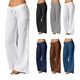 Spot 2023 New Amazon Explosions Women's Mid-Waist Wide Leg Pants Big Foot Pocket Cotton and Linen Casual Pants