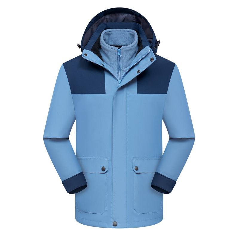 2023 autumn and winter New detachable polar fleece three-in-one charging men's and women's same two-piece jacket outdoor clothes