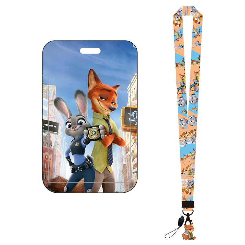 Student ID Bus Card Hard Shell Card Holder Access Control Work Permit Mobile Phone Lanyard Zootopia Judinik