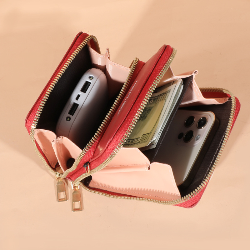 2021 new wholesale large capacity multi-functional solid color fashion simple shoulder bag slung ladies mobile phone bag