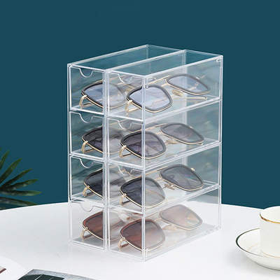 Acrylic glasses case stackable four-layer desktop glasses sunglasses display box dustproof stationery drawer storage box