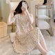 Cotton Silk Nightgown Women's Summer Plus Size Foreign Trade Printed Pajamas Thin High-end Loose Cotton Outer Wearing Skirt