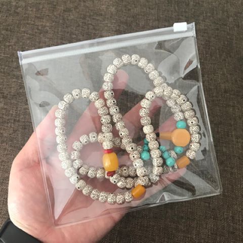 Transparent zipper PVC jewelry jewelry storage bag convenient dust-proof anti-oxidation data cable bag text play walnut bag