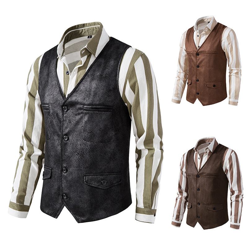 Amazon foreign trade trend Europe and the United States V-neck Suede single-breasted jacket vest vest M74