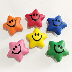 Amazon Explosions PU Sponge Foaming Smiley Five-pointed Star Stress Ball Children's Decompression Vent Toys Star Decoration