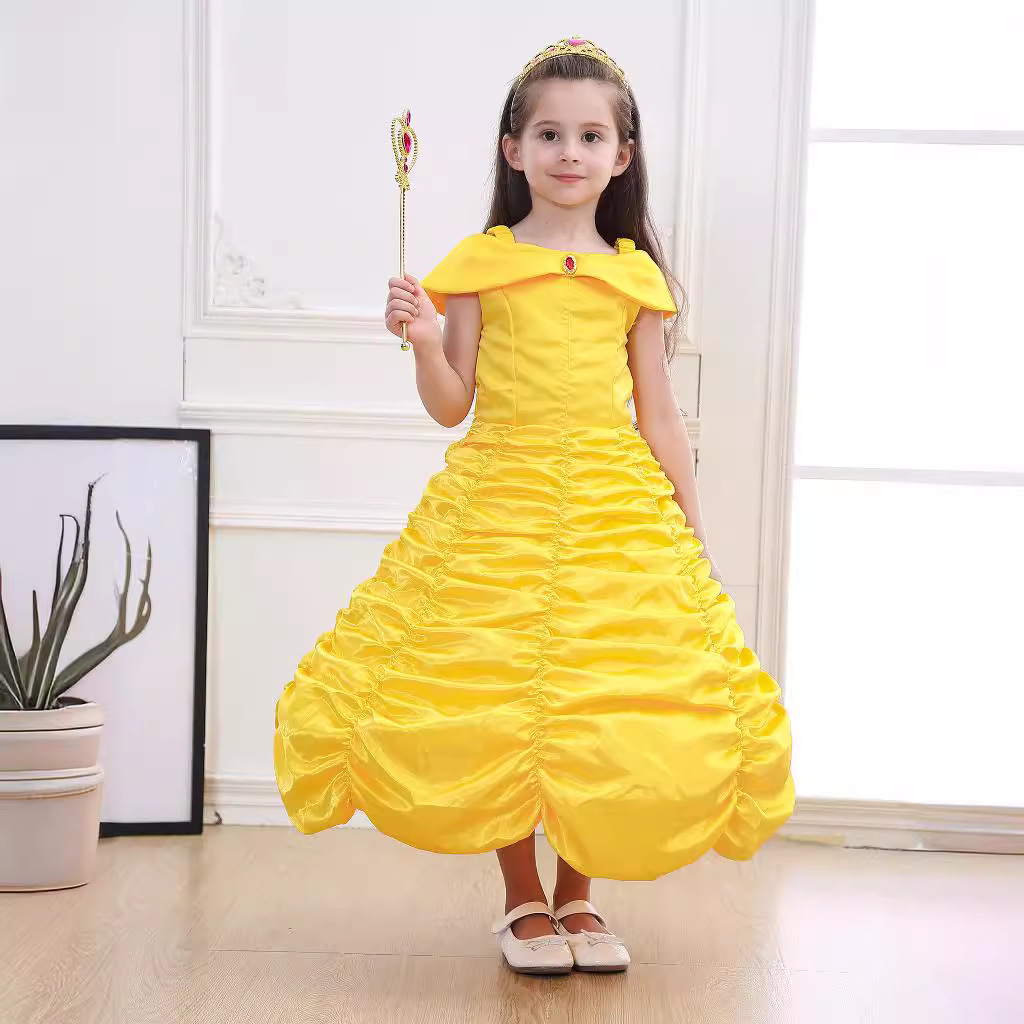 20.18 million Holy Festival Bell Princess Dress Girls Skirt Summer Belle Beauty and the Beast Kids Dress