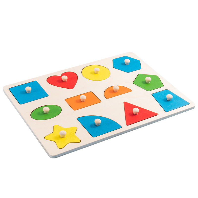 Daniquit Montessori Early Childhood Shape Matching Hand Grasping Board Puzzle Panel Puzzle Toy Baby Children Building Blocks
