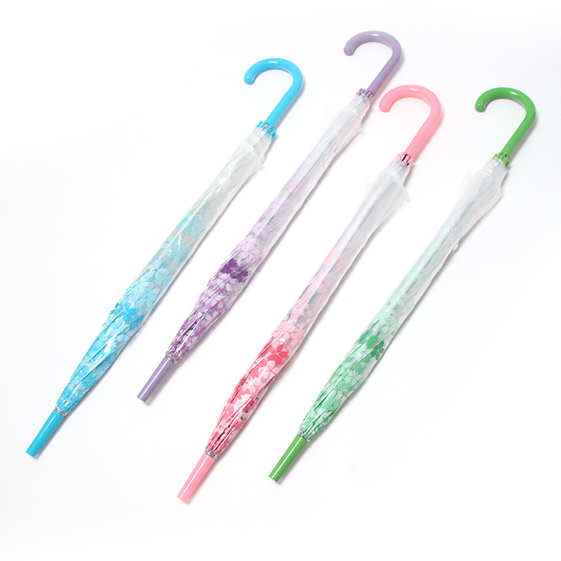 Umbrella Transparent Umbrella Cherry Blossom Beautiful Long Handle Umbrella Transparent Sunny Umbrella Super Beautiful Artistic Fresh Long Handle Umbrella Multicolor