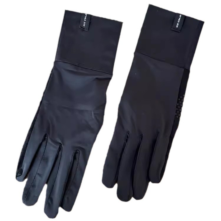 Ice silk sunscreen non-slip gloves women's summer anti-ultraviolet outdoor driving extended touch screen five-finger gloves