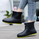 Women's Rain Boots with Soft Sole New Arrival Korean Style Short Water Shoes Waterproof Non-Slip Flat Rubber Shoes Fashionable Outer Wear Mid-Length Rain Boots