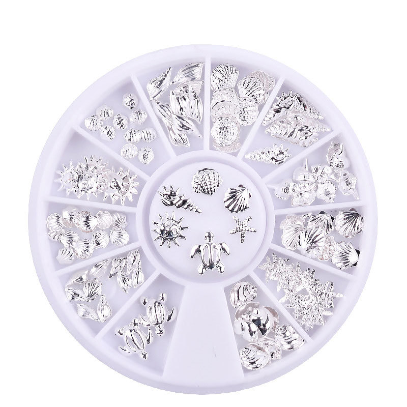 Cross-border nail jewelry tools metal rivet ocean series star shell silver rivet disc
