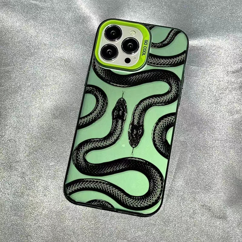 New Dark Personality Snake Metal Keys for Apple 16Pro Mobile Phone Case 12Pro Max Frosted 11 Hard Shell