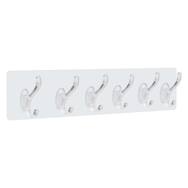 Hook punch-free strong sticky hook wall door rear hook kitchen transparent seamless dormitory bathroom with row clothes hook
