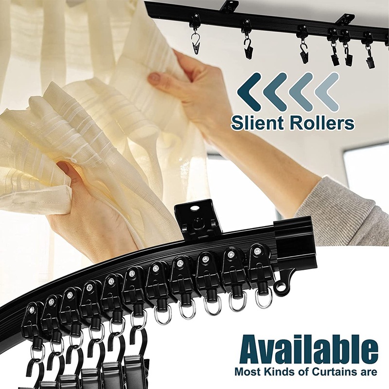 3 M black curtain curved rail PVC track mute slide rail flexible U-shaped plastic steel guide rail arc track
