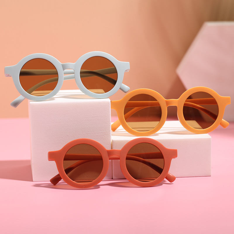 Frosted children's round sunglasses sunglasses sunshade UV protection children's sunglasses for boys and girls baby decorative personalized glasses tide