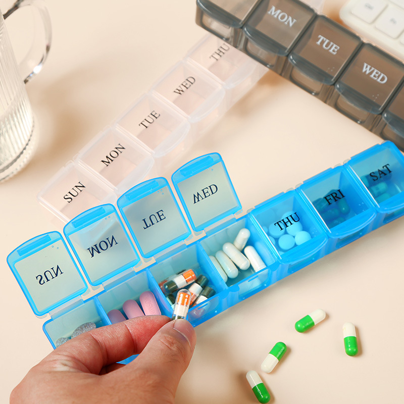 Spot Large One-week Seven-grid Transparent Pill Box Portable Plastic Pill Box Creative Home 7-day Small Pill Box