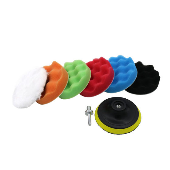 Car beauty polishing 3-7 inch 8 piece set self-adhesive polishing sponge disc polishing wool ball mirror repair reduction disc