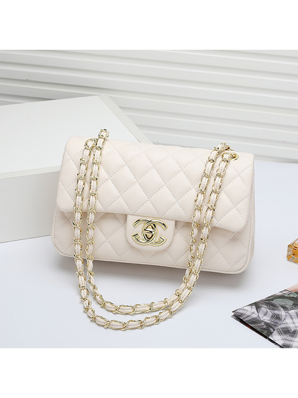 Genuine Leather Rhomboid Chain Bag Women's 2023 New High-end Chanel Style Shoulder Crossbody Bag Fashionable Underarm Bag