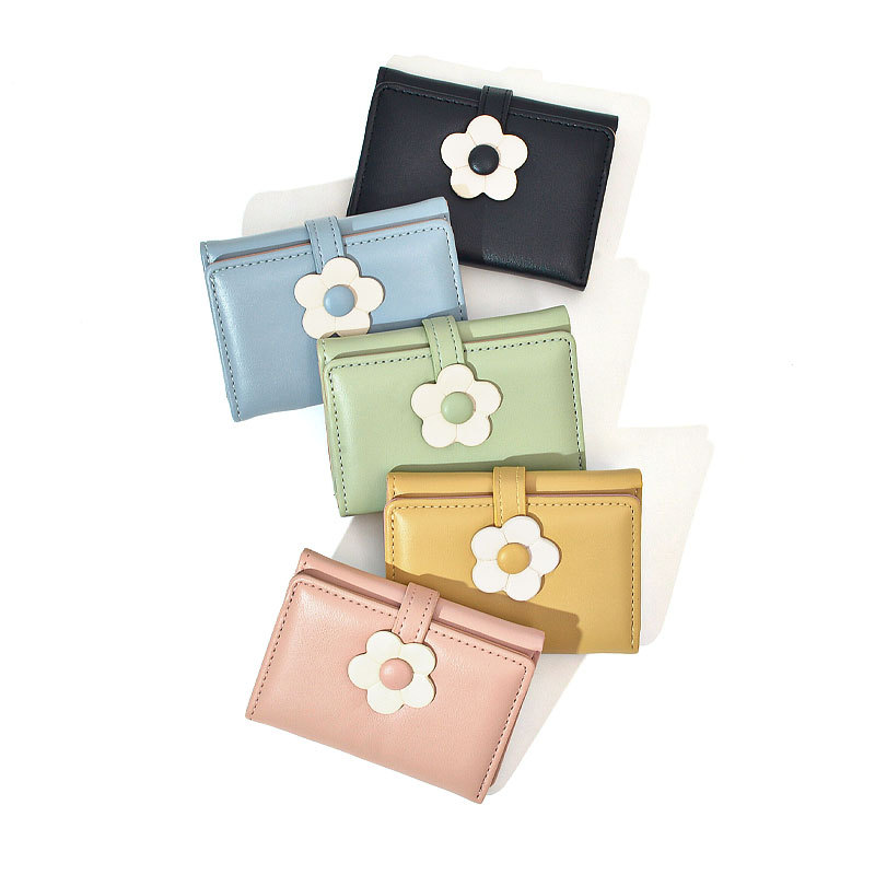 New Manriko Ins Minimalist Sweet Fresh Cute Flower Student Wallet Japanese Version Short Three-fold Wallet
