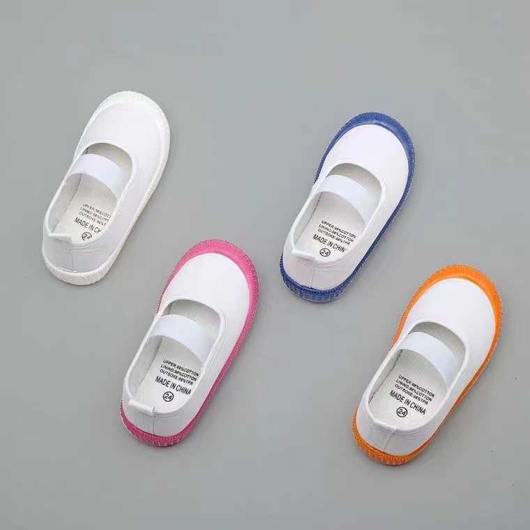 Children's Canvas Shoes Girls White Shoes Boys Sports Shoes White Shoes Kindergarten Indoor Primary School Students White Sneakers