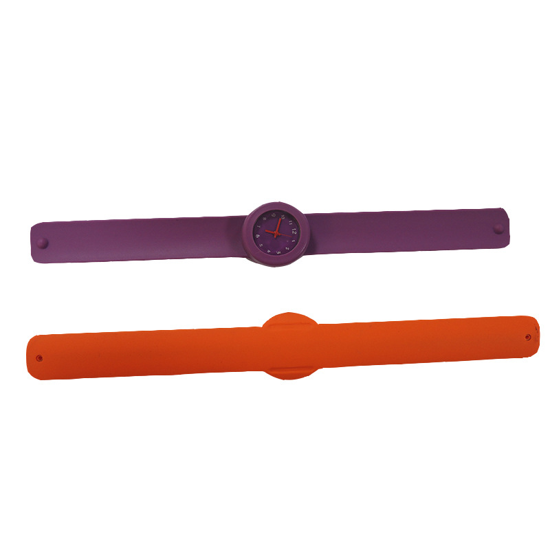 Silicone Round Children's Pat Watch Silicone Quartz Watch Small Sports Watch Snap Ring Color Boxed
