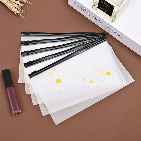 Daisy zipper bag hair ring bag Korean small fresh zipper bag translucent finger frosted storage bag spot wholesale