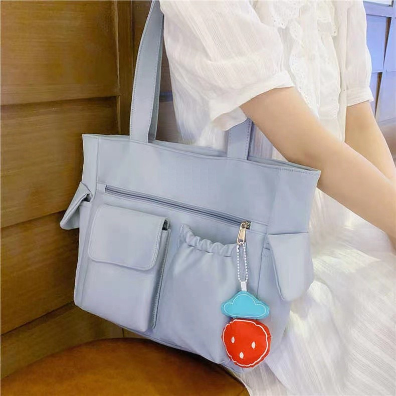 Student Tutorial Tasche Großhandel Canvas Tasche Damen Umhängetasche Japanische einfache große Kapazität Tragetasche Büchertasche Schultasche vielseitig_voghion.com