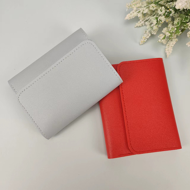 Simple Short Women's Wallet Student Ticket Clip Multi-function Card Bag Change 30% Fold Ultra-thin Gloss Wallet_voghion.com