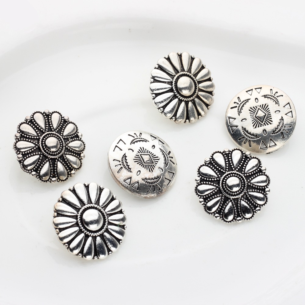 Vintage old zinc alloy round daisy flower button hair button jewelry accessories diy jewelry materials wholesale