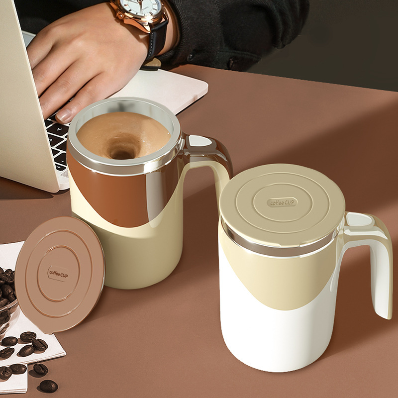 Automatic Mixing Cup electric magnet coffee cup portable stainless steel fan blade rotating magnet water Cup lazy water Cup