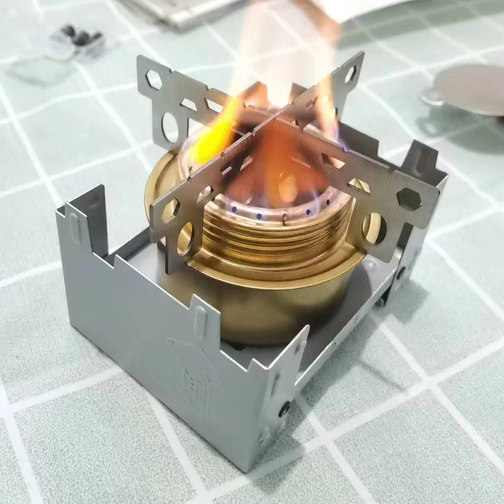 Outdoor picnic portable non-pressure fire liquid solid alcohol stainless steel portable camping small alcohol stove small bracket