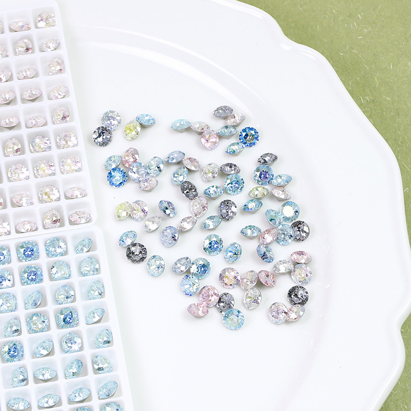 Dongzhou nail drill 6MM round pointed bottom drill DIY jewelry accessories coated glass drill new nail sticky drill wholesale