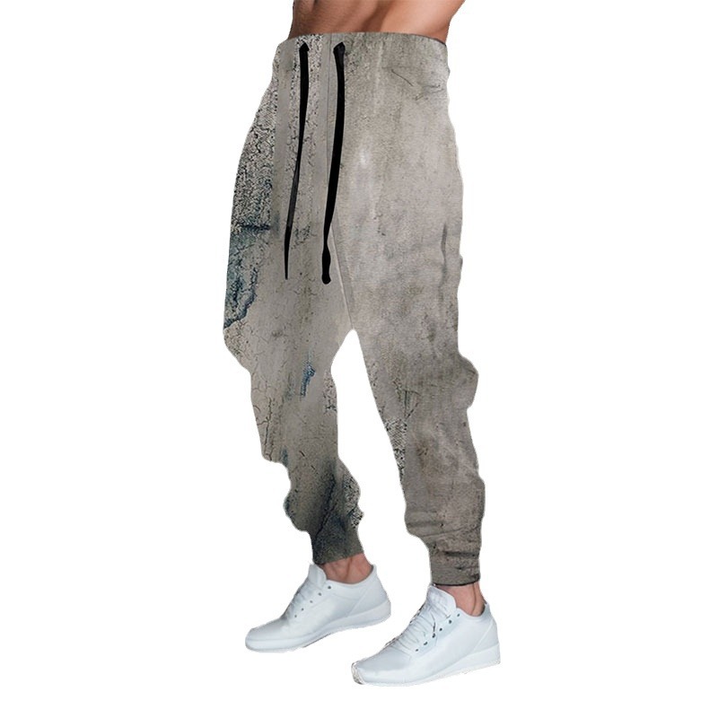 2023 spring and summer new European and American cross-border foreign trade Men's 3d printing solid color pattern men's personalized casual pants