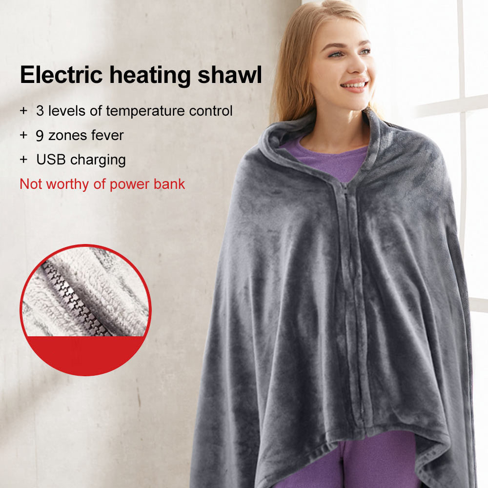 Cross-border winter electric blanket charging heating blanket office lunch break nap plus velvet warm heating shawl
