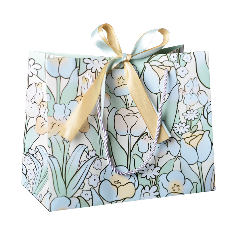 Mori tulip flower gift bag cross-border gift bag hand gift teacher's day packaging bag candy bag wholesale