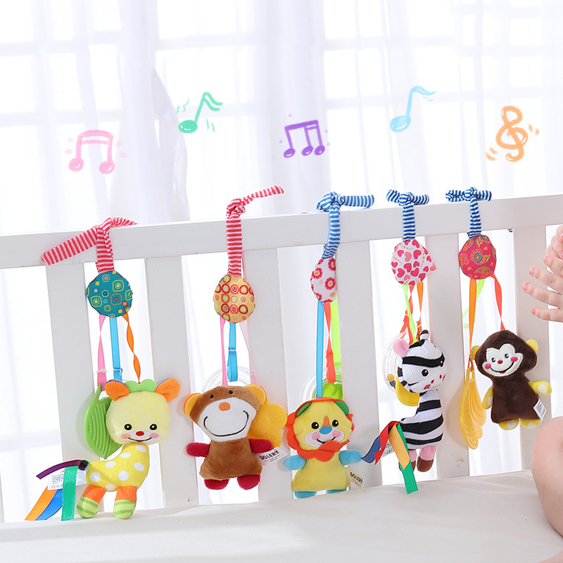Dolery baby carriage bed hanging rubber ring rattle music small bed hanging 0-1 year old baby stroller pendant toy