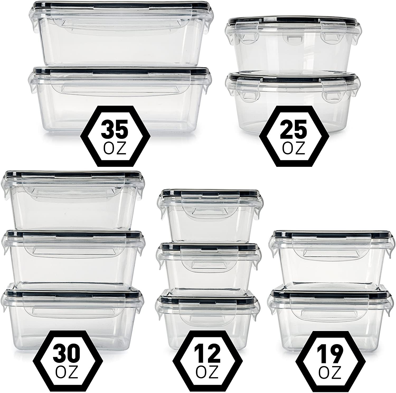 12 piece set plastic transparent fresh-keeping box with lid refrigerator fresh-keeping box food grade sealed storage box