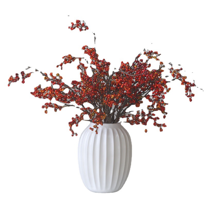 Artificial Flowers Christmas Fortune Fruit Holly Fruit New Year Ornaments Mountain Return Decoration Red Fruit Flower Ornaments Berry Acacia Bean