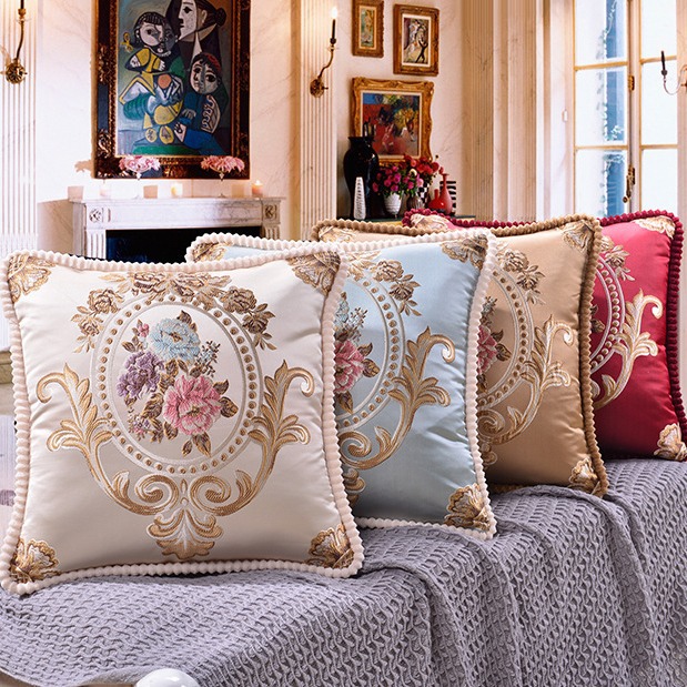 European-style jacquard classical sofa pillowcase home office nap pillow one-piece delivery car waist support backrest